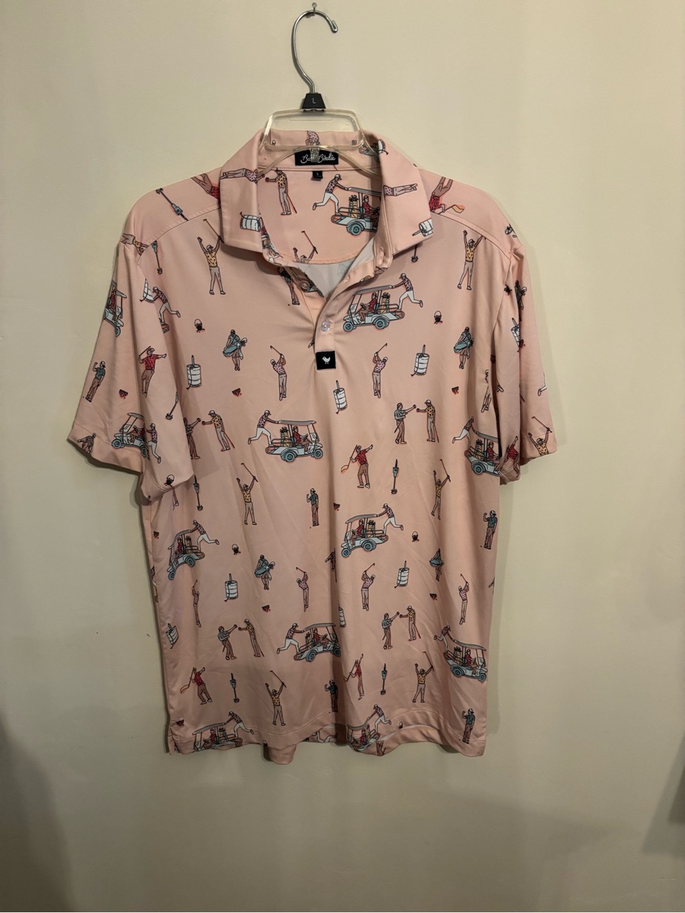 Bad Birdie Pink Golf-Print Polo